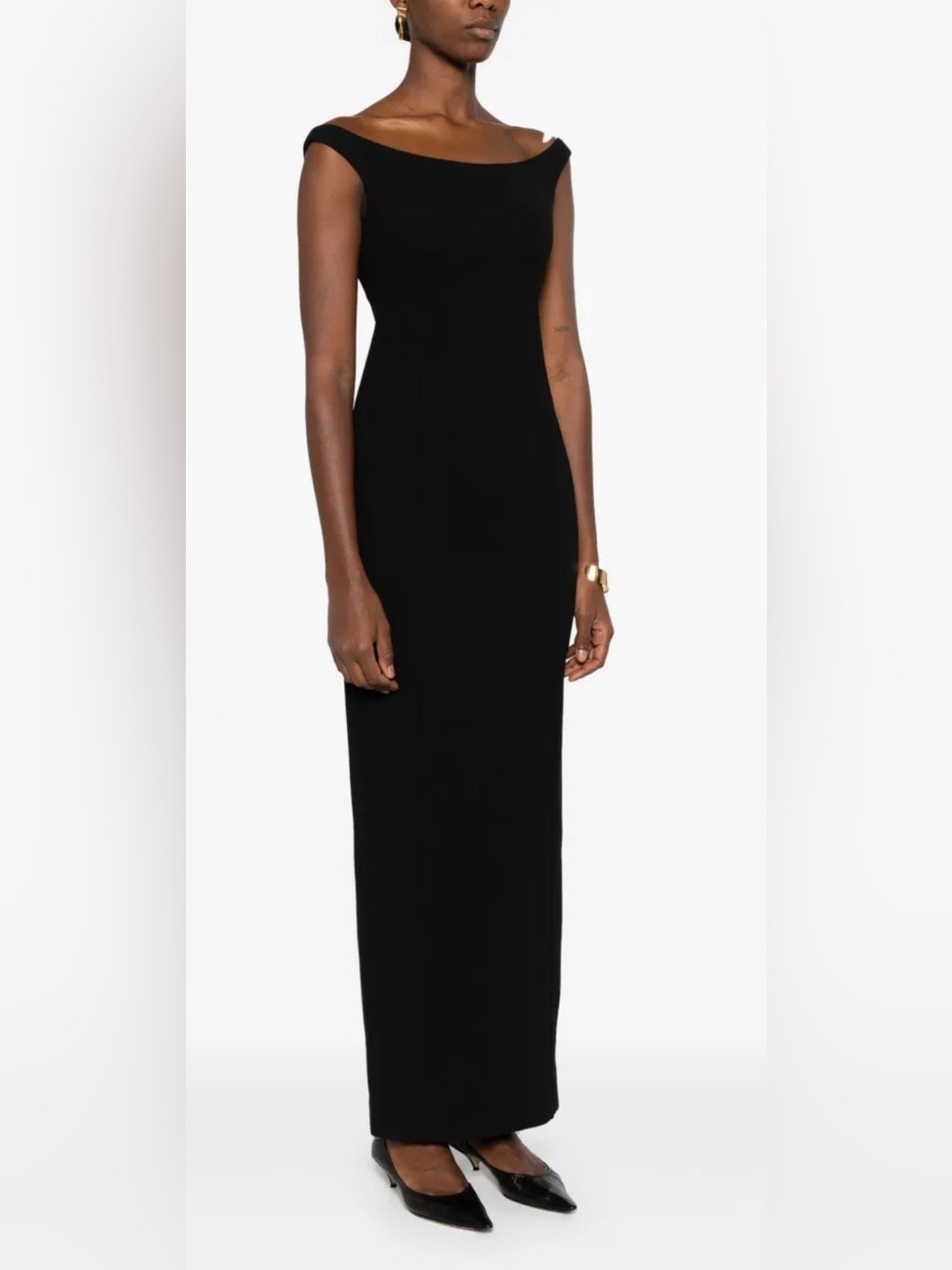 TOTEME Curved Off-the-shoulder Crepe Long Dress